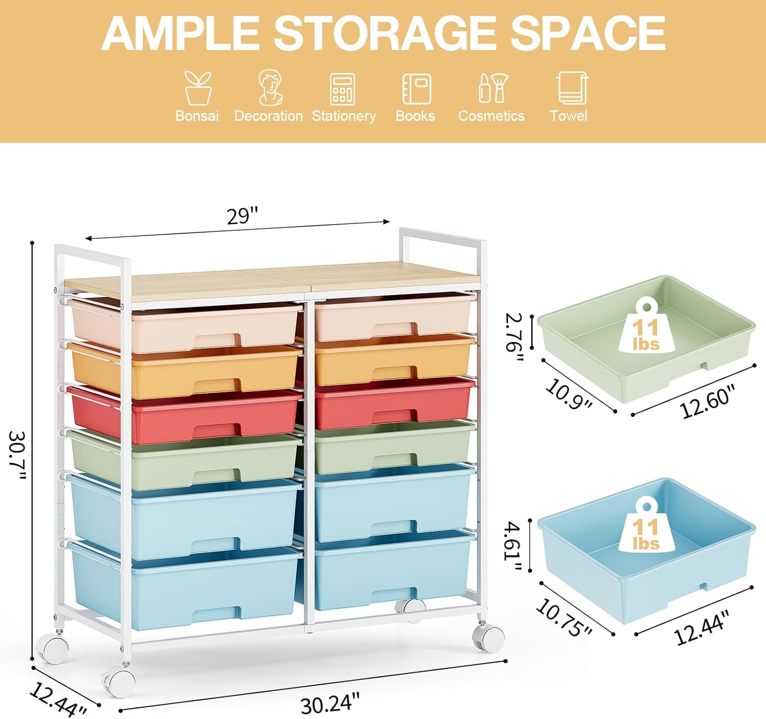 Wózek do przechowywania z 12 s – Office Supply Cart recenzja i cena
